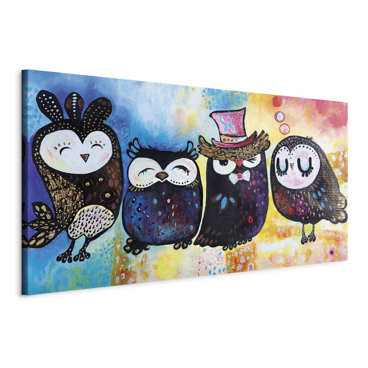 Canvas Colourful Owls (1 Part) Wide 118797 additionalImage 2