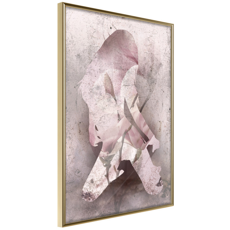Poster Enamored Magnolia - pink abstraction with a woman and a flower 121897 additionalImage 14