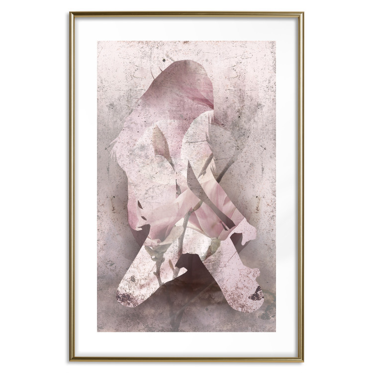 Poster Enamored Magnolia - pink abstraction with a woman and a flower 121897 additionalImage 14