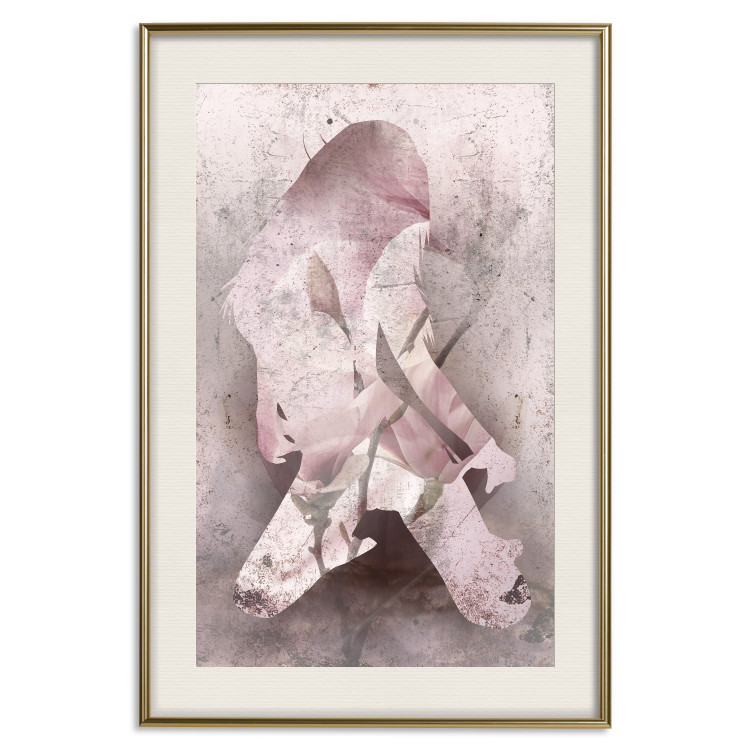 Poster Enamored Magnolia - pink abstraction with a woman and a flower 121897 additionalImage 19