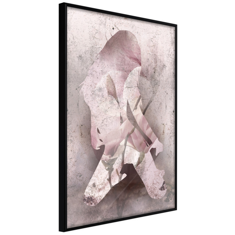 Poster Enamored Magnolia - pink abstraction with a woman and a flower 121897 additionalImage 10