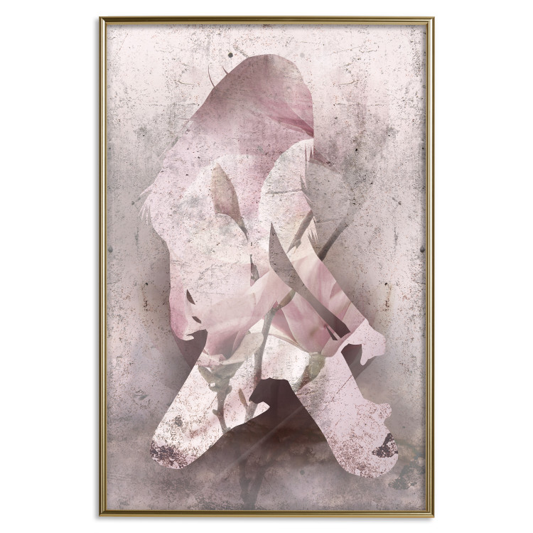 Poster Enamored Magnolia - pink abstraction with a woman and a flower 121897 additionalImage 16