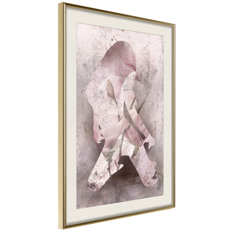 Poster Enamored Magnolia - pink abstraction with a woman and a flower 121897 additionalImage 2