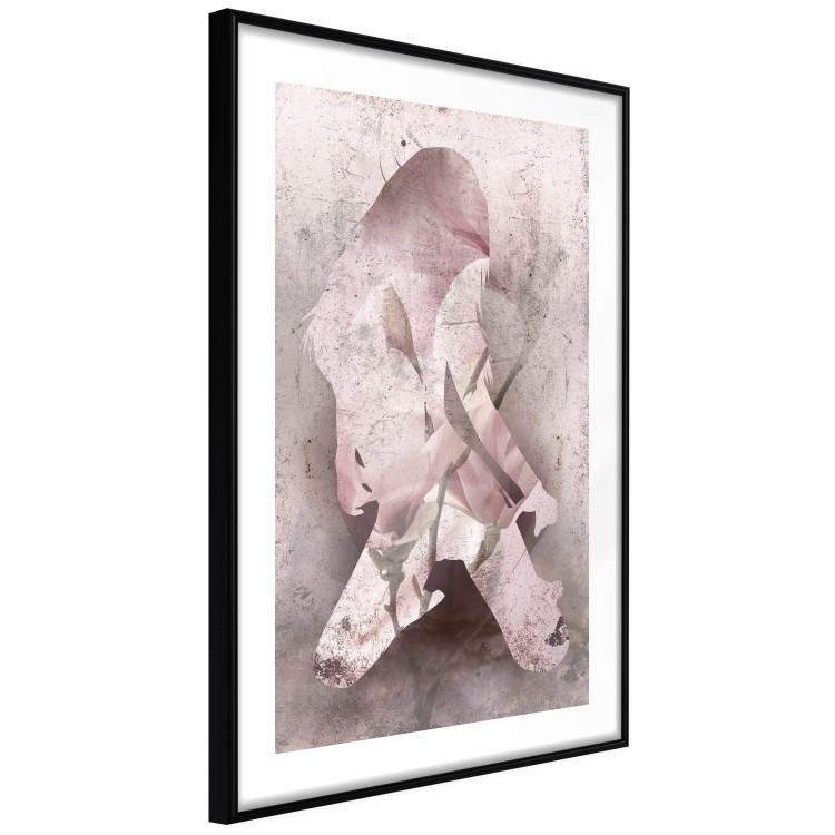 Poster Enamored Magnolia - pink abstraction with a woman and a flower 121897 additionalImage 11
