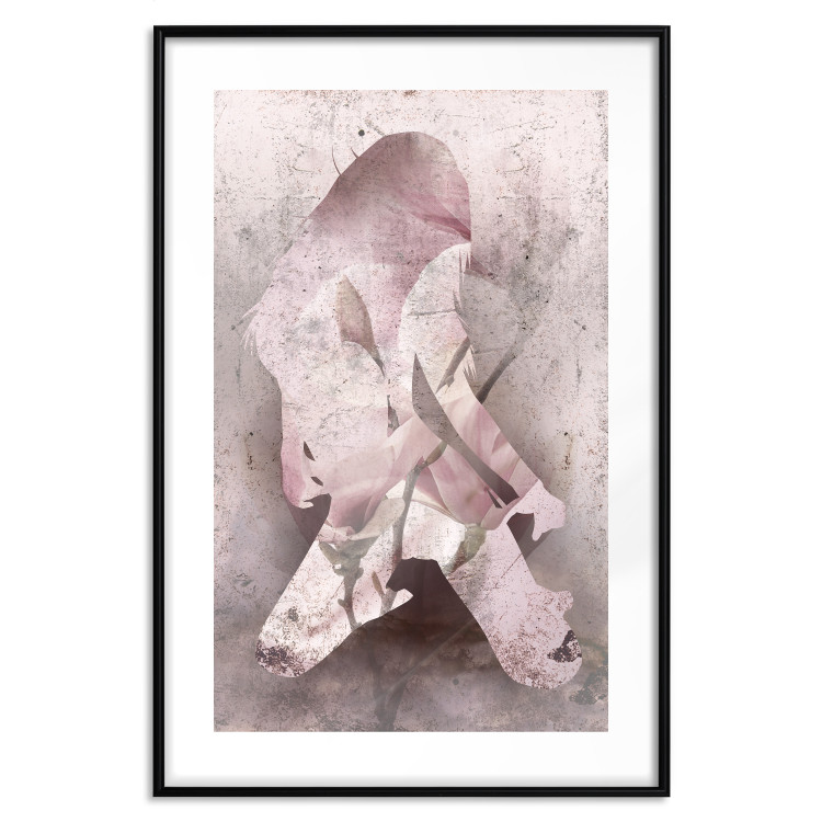 Poster Enamored Magnolia - pink abstraction with a woman and a flower 121897 additionalImage 17