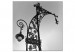 Canvas Print Street light in Barcelona - black and white photo with architecture 123597