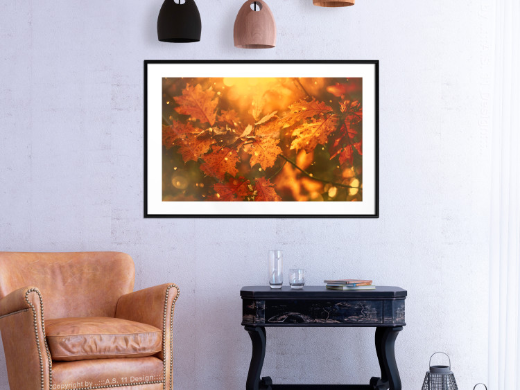 Poster Dancing Leaves - orange plants in golden autumn motif 123797 additionalImage 6
