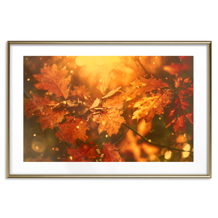 Poster Dancing Leaves - orange plants in golden autumn motif 123797 additionalImage 16