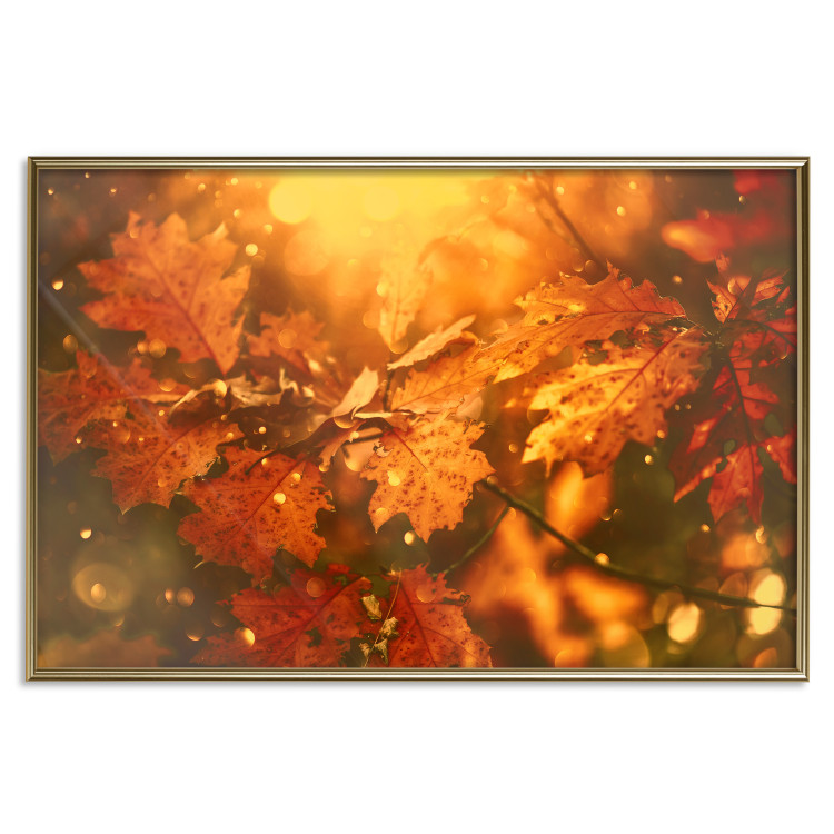 Poster Dancing Leaves - orange plants in golden autumn motif 123797 additionalImage 20