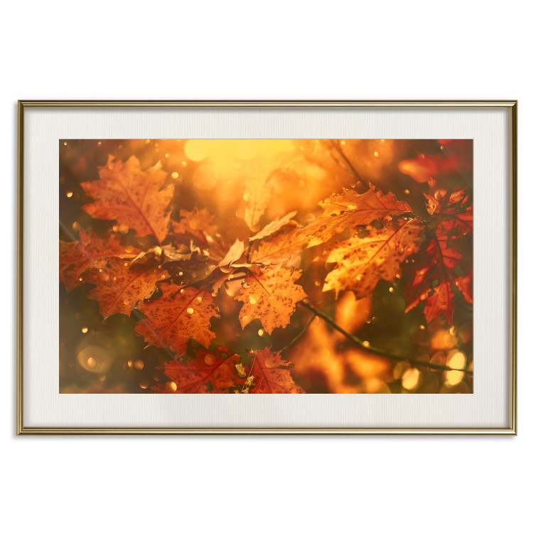 Poster Dancing Leaves - orange plants in golden autumn motif 123797 additionalImage 19