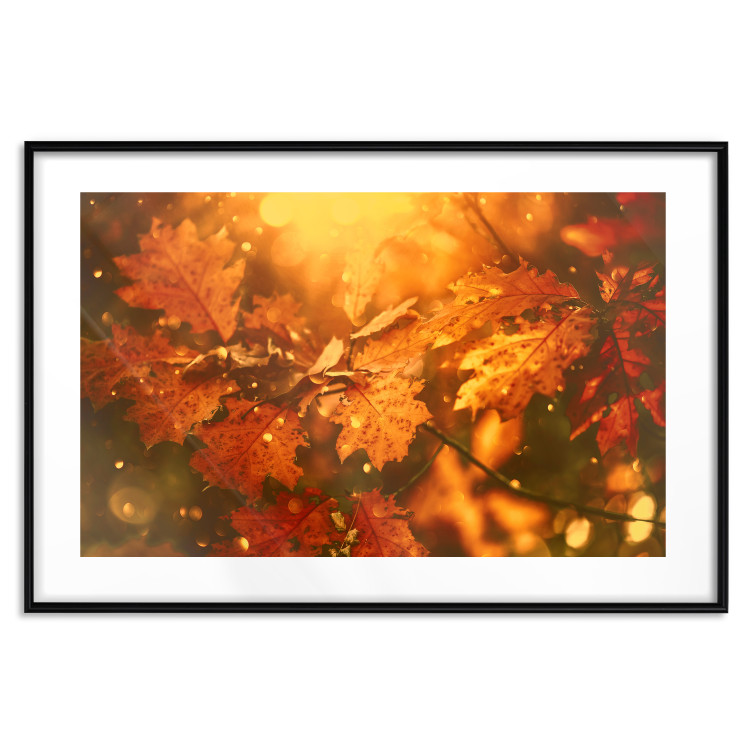 Poster Dancing Leaves - orange plants in golden autumn motif 123797 additionalImage 17
