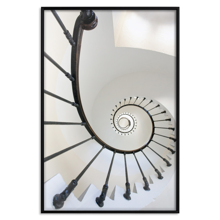 Poster Infinite Stairs - architecture of white stairs with metal railing 123897 additionalImage 18