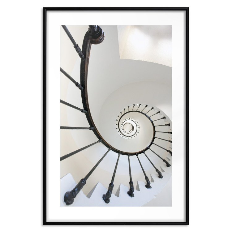 Poster Infinite Stairs - architecture of white stairs with metal railing 123897 additionalImage 15