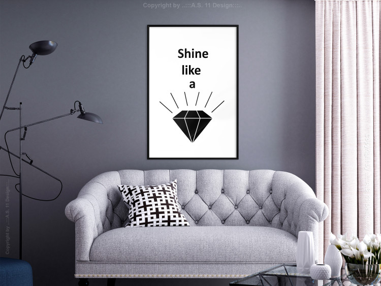Wall Poster Shine like a Diamond - black and white diamond with English text 125097 additionalImage 4