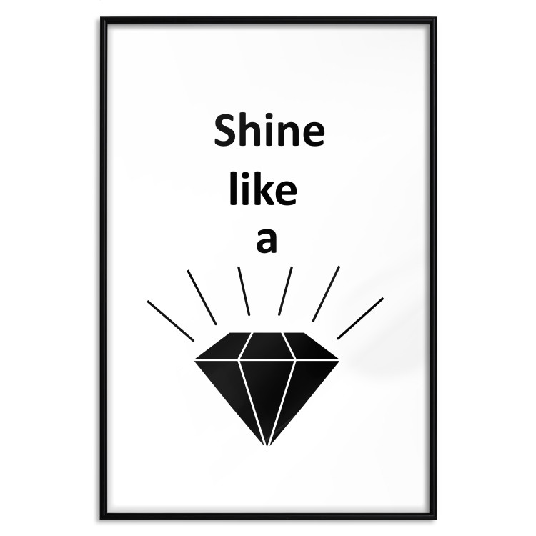 Wall Poster Shine like a Diamond - black and white diamond with English text 125097 additionalImage 15