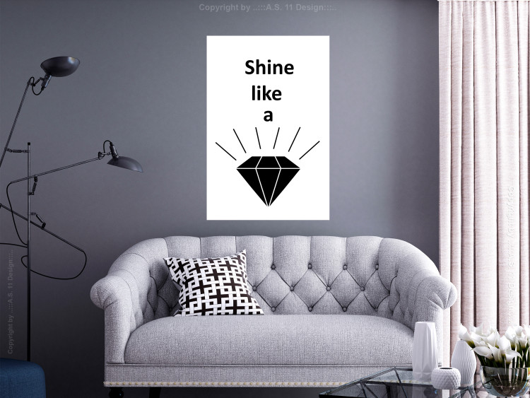 Wall Poster Shine like a Diamond - black and white diamond with English text 125097 additionalImage 17