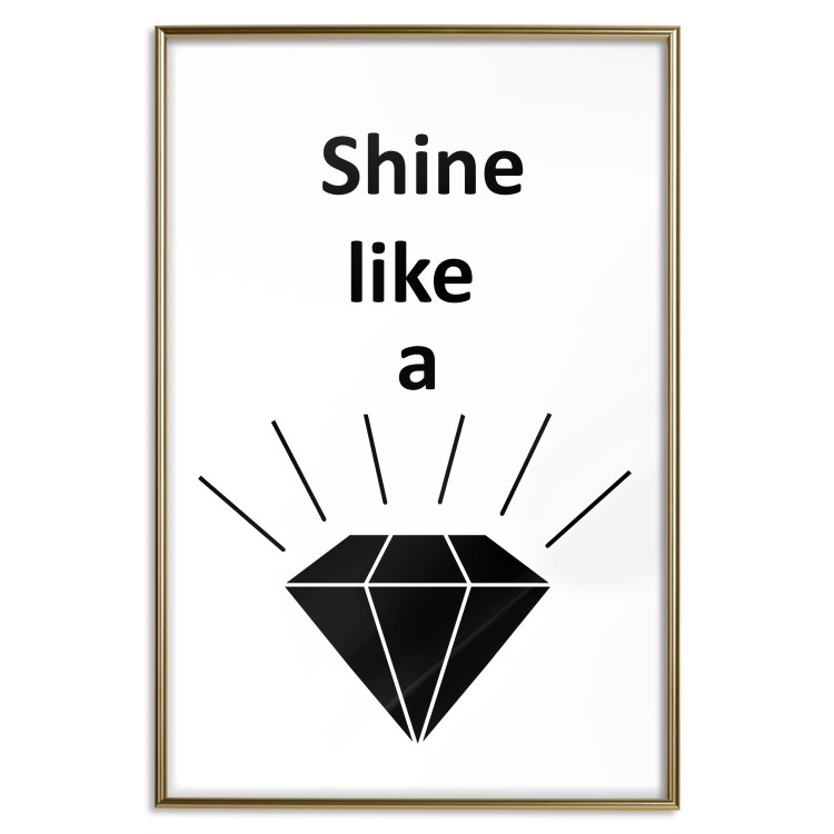 Wall Poster Shine like a Diamond - black and white diamond with English text 125097 additionalImage 16