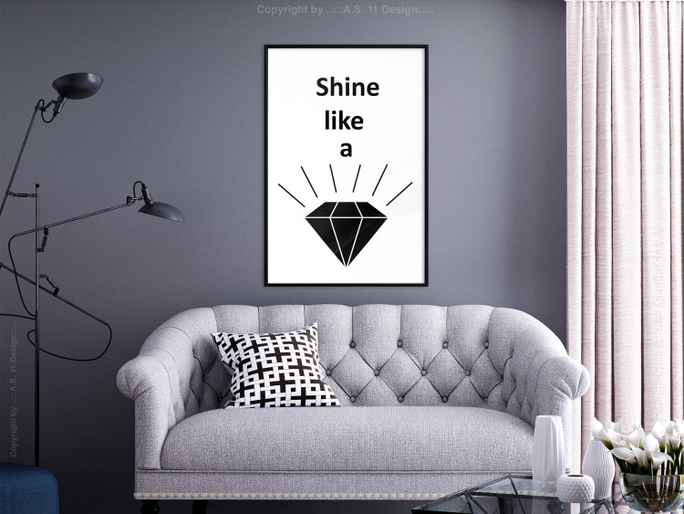 Wall Poster Shine like a Diamond - black and white diamond with English text 125097 additionalImage 3