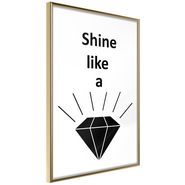 Wall Poster Shine like a Diamond - black and white diamond with English text 125097 additionalImage 12