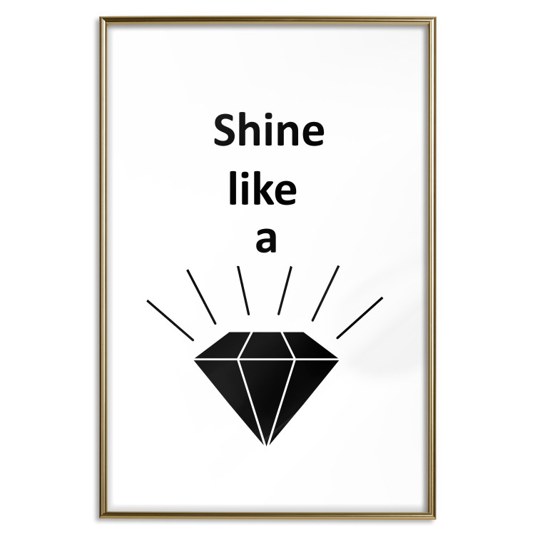 Wall Poster Shine like a Diamond - black and white diamond with English text 125097 additionalImage 14