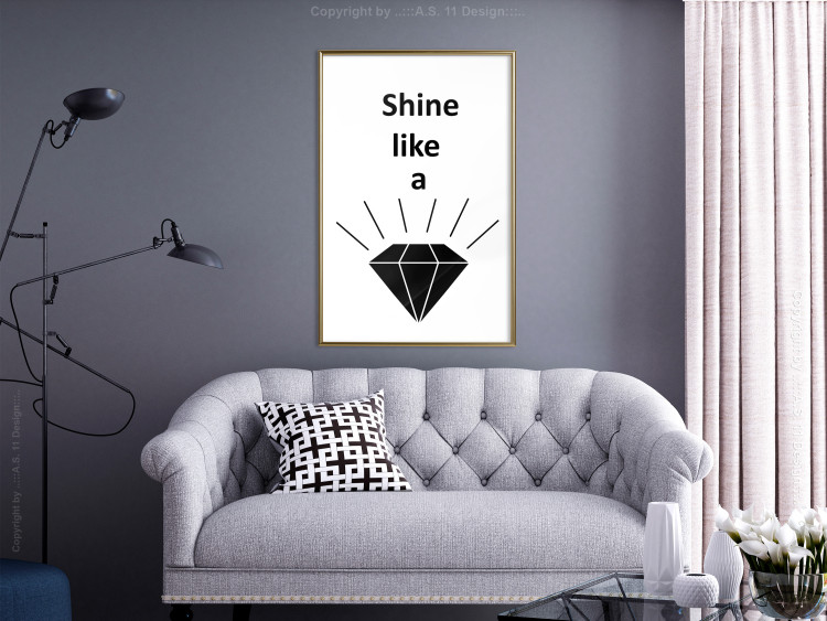 Wall Poster Shine like a Diamond - black and white diamond with English text 125097 additionalImage 5