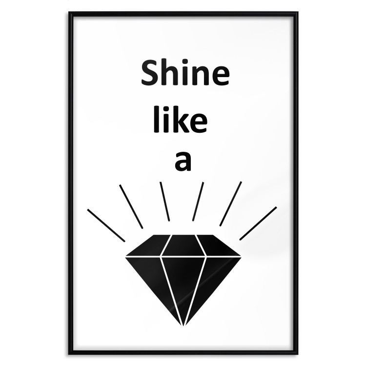 Wall Poster Shine like a Diamond - black and white diamond with English text 125097 additionalImage 18