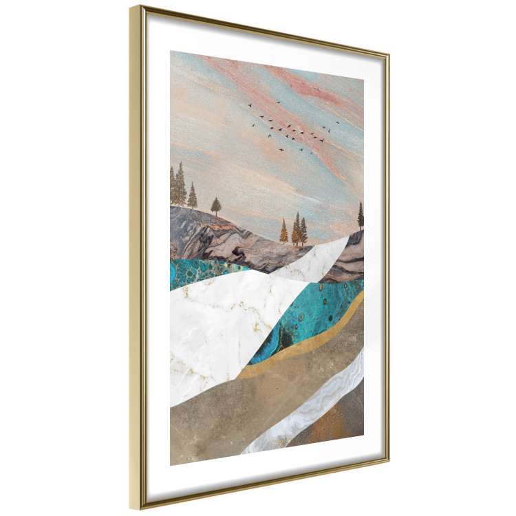 Poster Mountains and Valleys - abstract landscape of a white path against the sky 125897 additionalImage 6