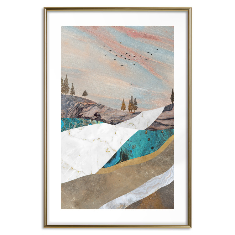 Poster Mountains and Valleys - abstract landscape of a white path against the sky 125897 additionalImage 14