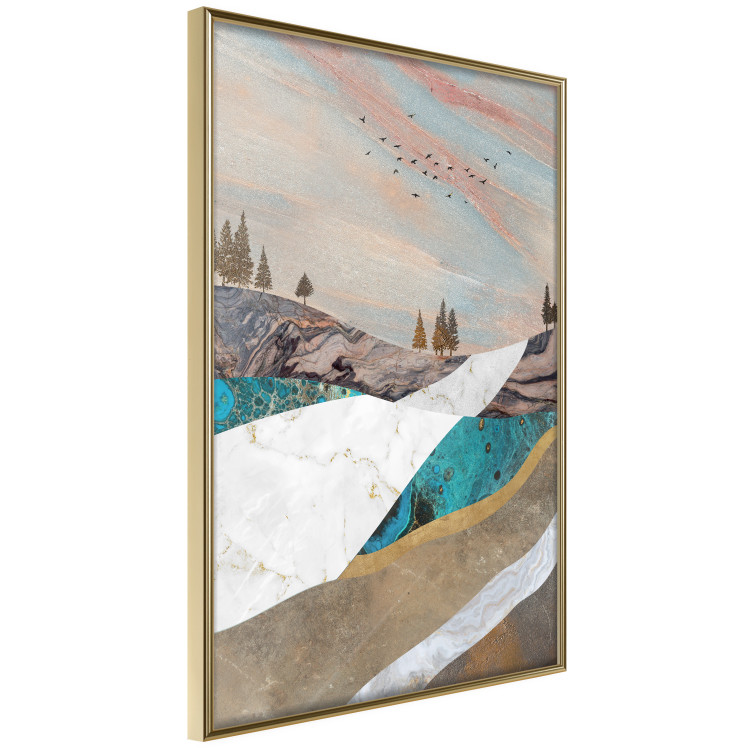 Poster Mountains and Valleys - abstract landscape of a white path against the sky 125897 additionalImage 12
