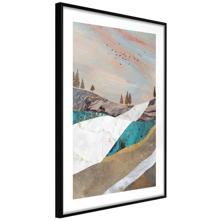 Poster Mountains and Valleys - abstract landscape of a white path against the sky 125897 additionalImage 11