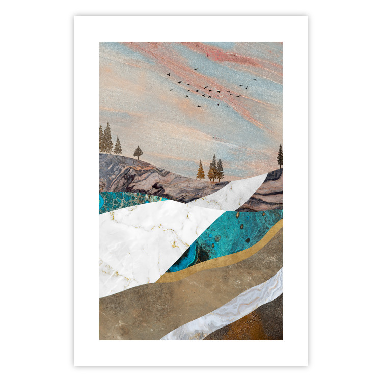Poster Mountains and Valleys - abstract landscape of a white path against the sky 125897 additionalImage 19