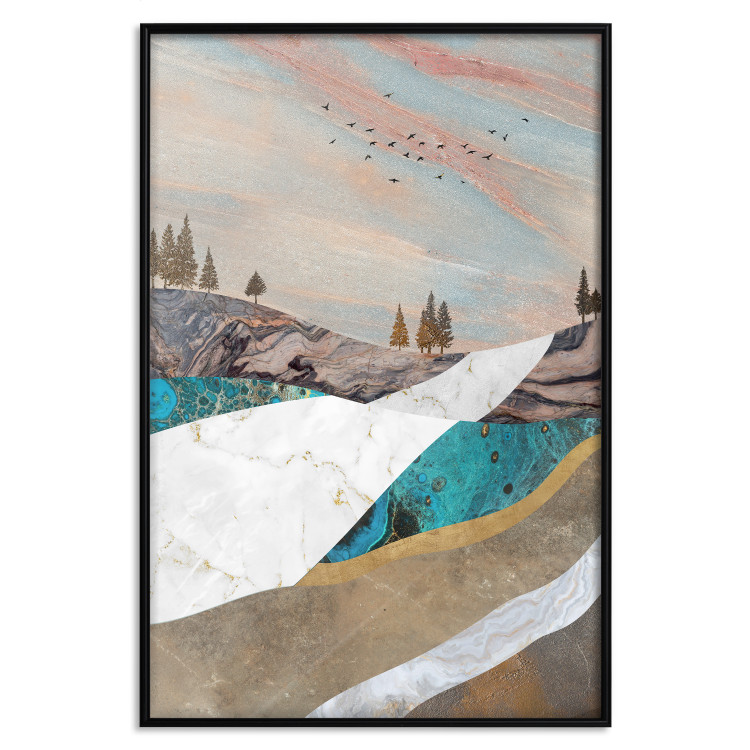 Poster Mountains and Valleys - abstract landscape of a white path against the sky 125897 additionalImage 18