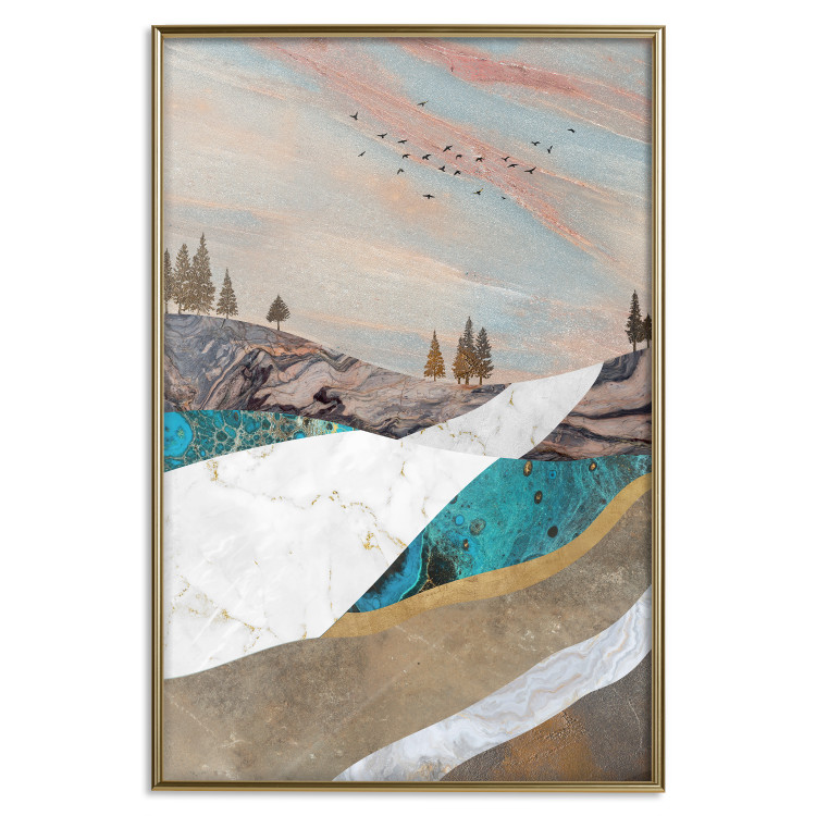 Poster Mountains and Valleys - abstract landscape of a white path against the sky 125897 additionalImage 16