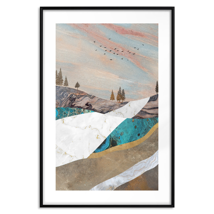 Poster Mountains and Valleys - abstract landscape of a white path against the sky 125897 additionalImage 15