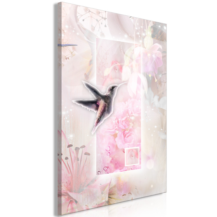 Canvas Hummingbird sipping nectar - abstraction with peonies and lilies 126197 additionalImage 2