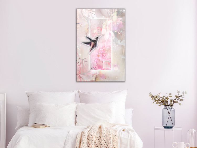 Canvas Hummingbird sipping nectar - abstraction with peonies and lilies 126197 additionalImage 3