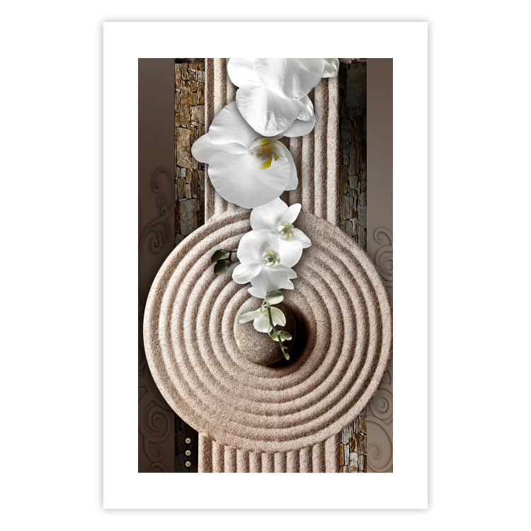 Wall Poster My Respite - oriental stone and white flowers in a zen motif 127397 additionalImage 25