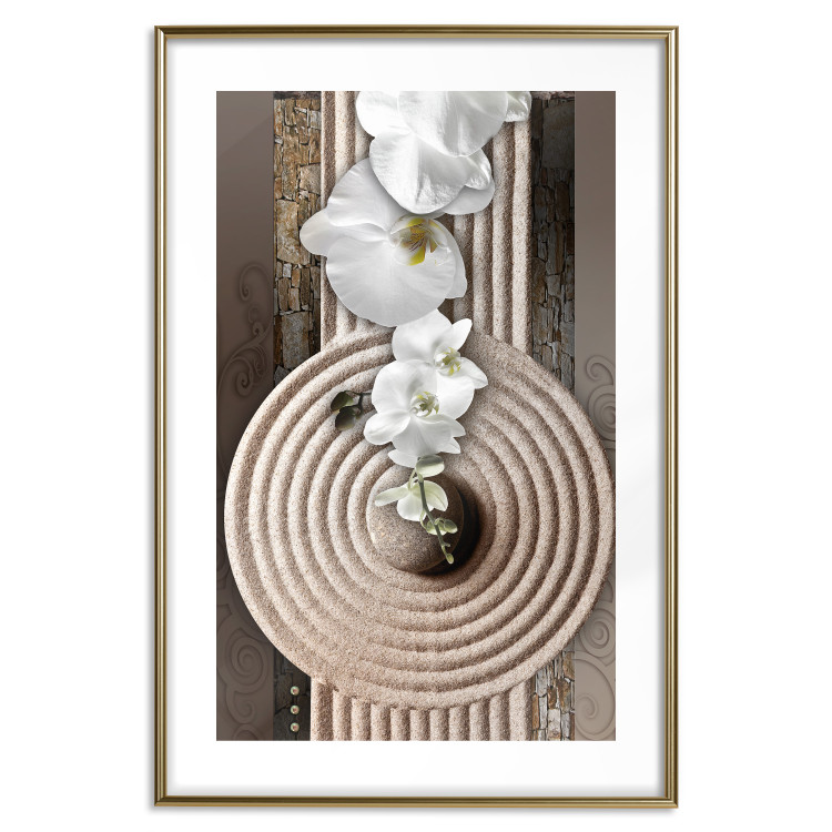 Wall Poster My Respite - oriental stone and white flowers in a zen motif 127397 additionalImage 16