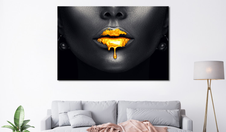 Large canvas print Gold Lips [Large Format] 128497 additionalImage 6
