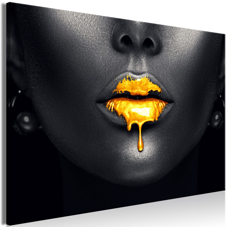 Large canvas print Gold Lips [Large Format] 128497 additionalImage 3