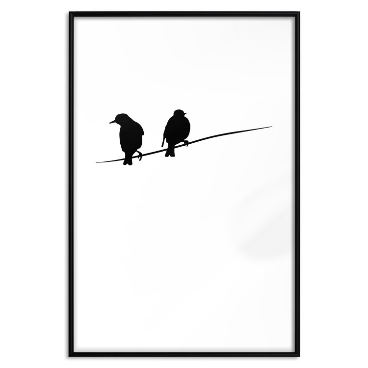 Wall Poster Bird Chatter - birds sitting on wires on plain white background 129597 additionalImage 15