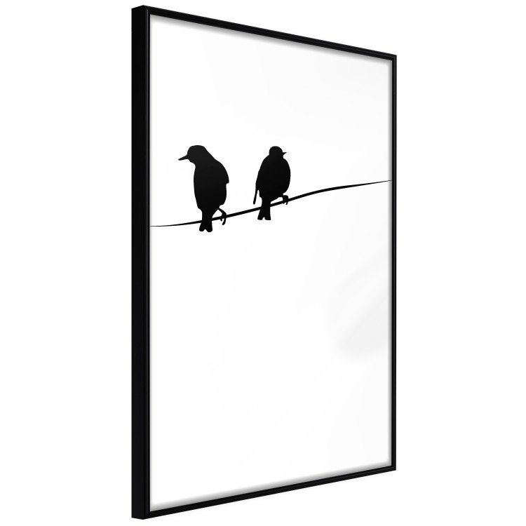 Wall Poster Bird Chatter - birds sitting on wires on plain white background 129597 additionalImage 11