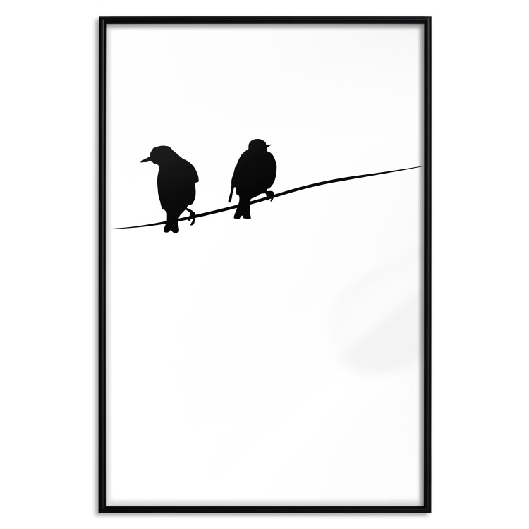 Wall Poster Bird Chatter - birds sitting on wires on plain white background 129597 additionalImage 16