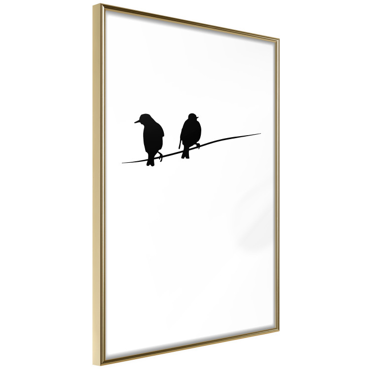 Wall Poster Bird Chatter - birds sitting on wires on plain white background 129597 additionalImage 7