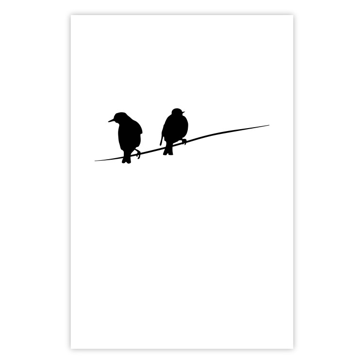 Wall Poster Bird Chatter - birds sitting on wires on plain white background 129597 additionalImage 19