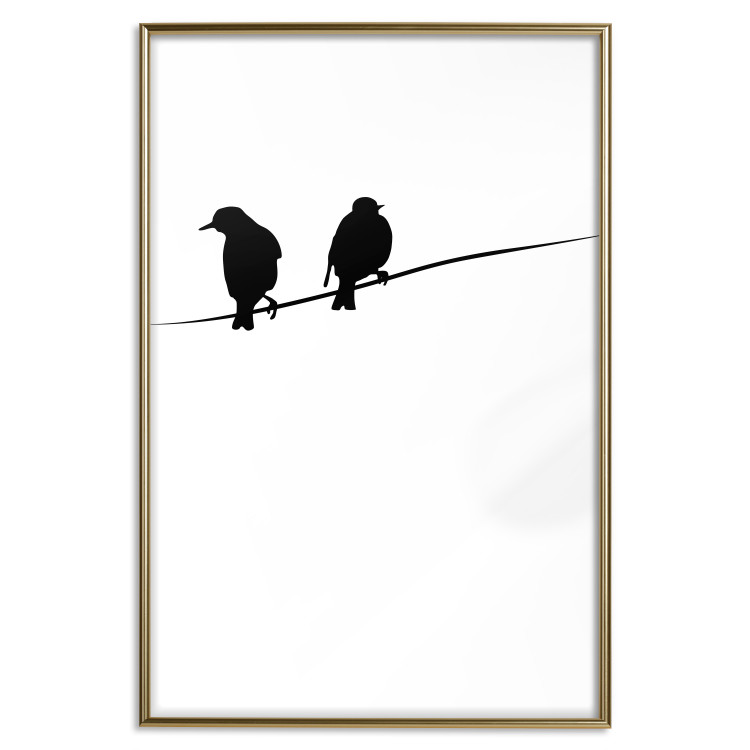 Wall Poster Bird Chatter - birds sitting on wires on plain white background 129597 additionalImage 17