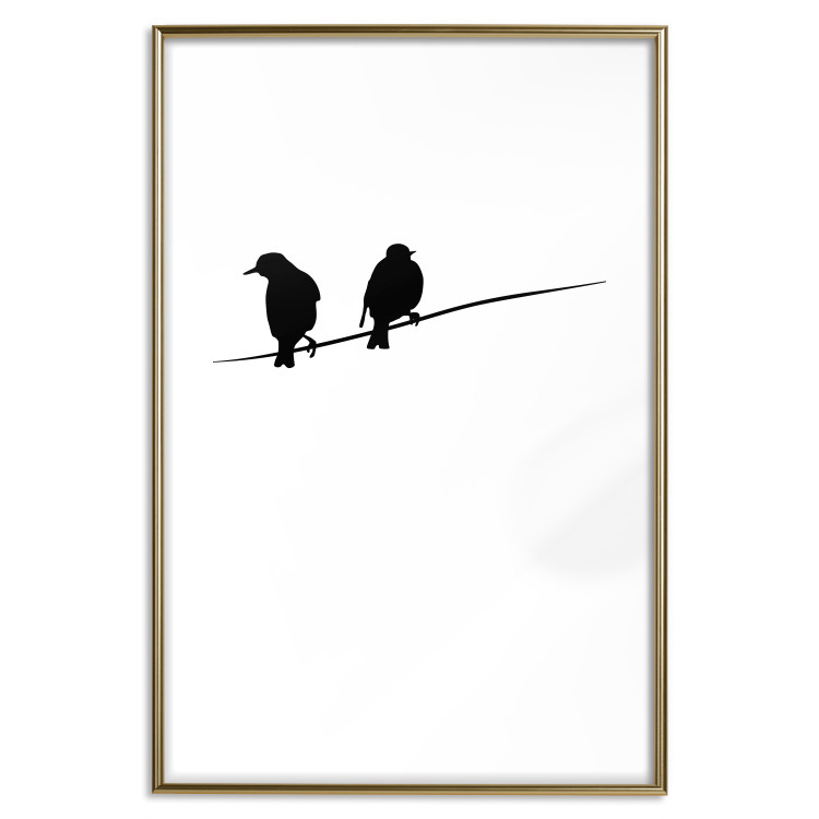 Wall Poster Bird Chatter - birds sitting on wires on plain white background 129597 additionalImage 14