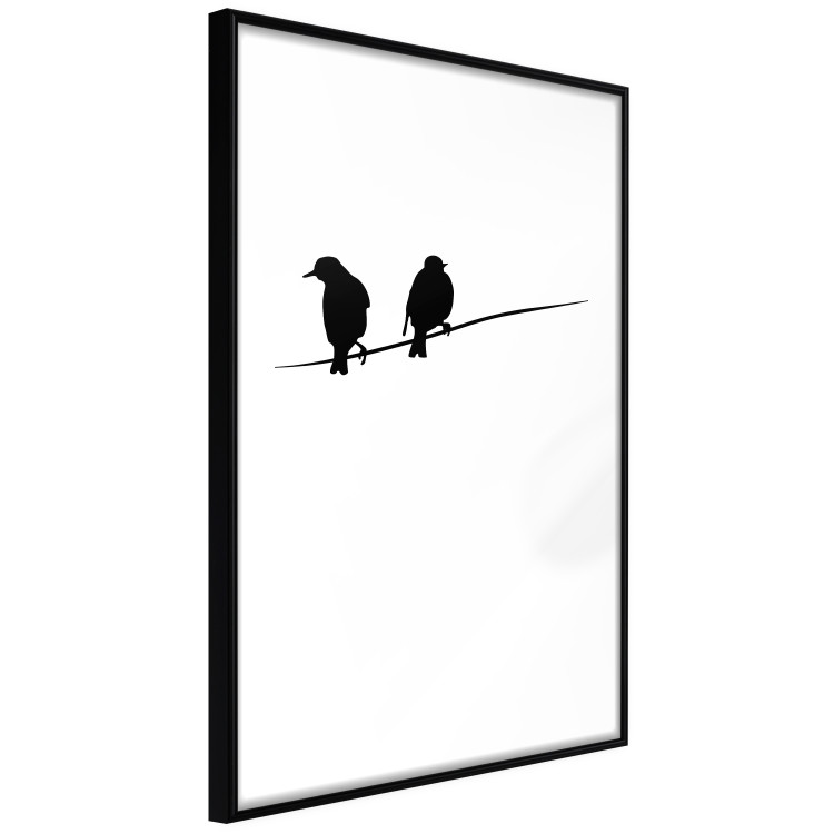 Wall Poster Bird Chatter - birds sitting on wires on plain white background 129597 additionalImage 6