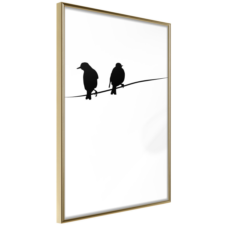 Wall Poster Bird Chatter - birds sitting on wires on plain white background 129597 additionalImage 12