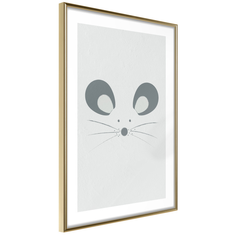 Poster Curious Mouse - animal with a funny face on a solid gray background 130697 additionalImage 7
